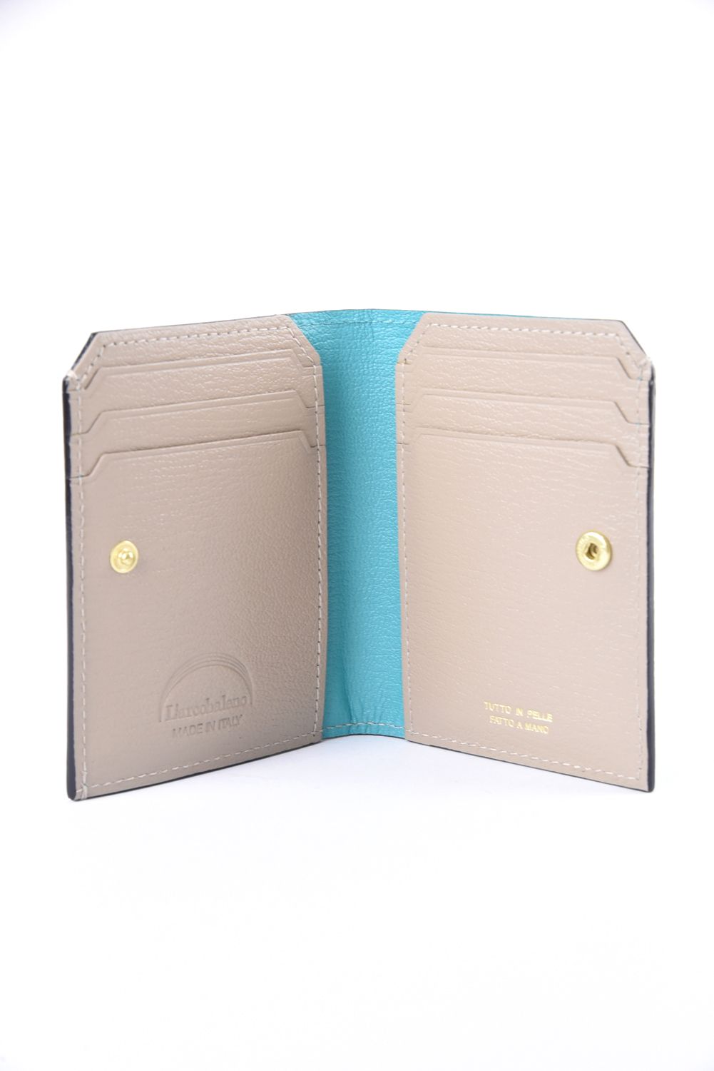 【残り1点】 CARD WALLET / LA501GT ゴートレザー 二つ折りスマートカードウォレット アクアティック / ベージュ