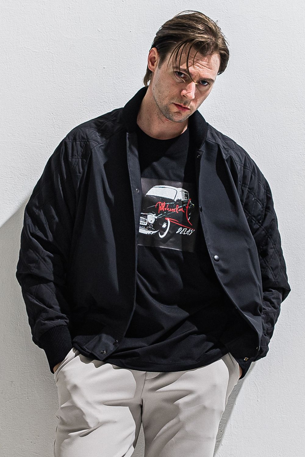 CAR OVERNYLON T / ナイロントリコット フォトプリント オーバーサイズ Tシャツ (ブラック) (4月上旬入荷予定) ※オーダー締切12/13(土)17:00