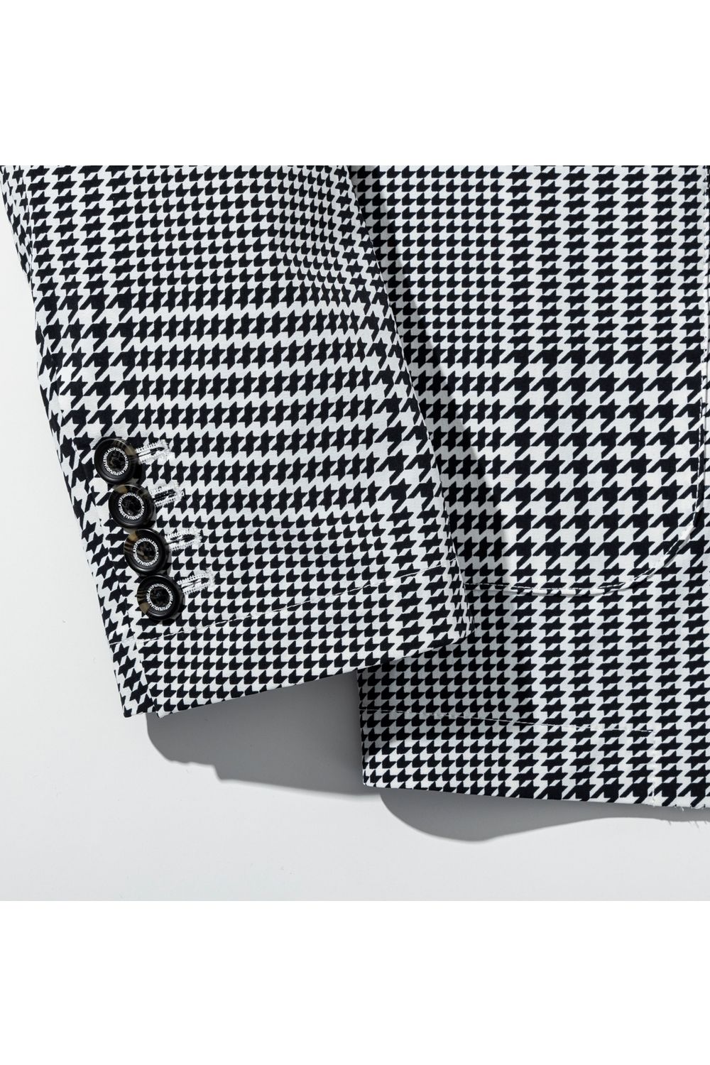 【26SS】 GLEN CHECK NYLON JACKET / グレンチェック テーラードシングルジャケット (ホワイト/ブラック) (2月上旬入荷予定)