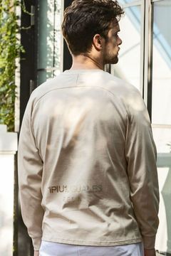 RHINESTONE LONG T-SHIRT / ラインストーン バックロゴ ロングTシャツ (ベージュ)