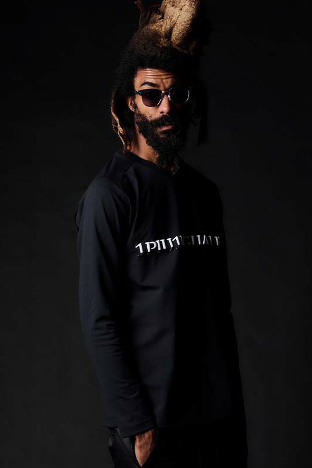 113 SPORT AIR BOOST V NECK L/S BLACK / 3Dツートンロゴ ロングスリーブ Vネック Tシャツ ブラック