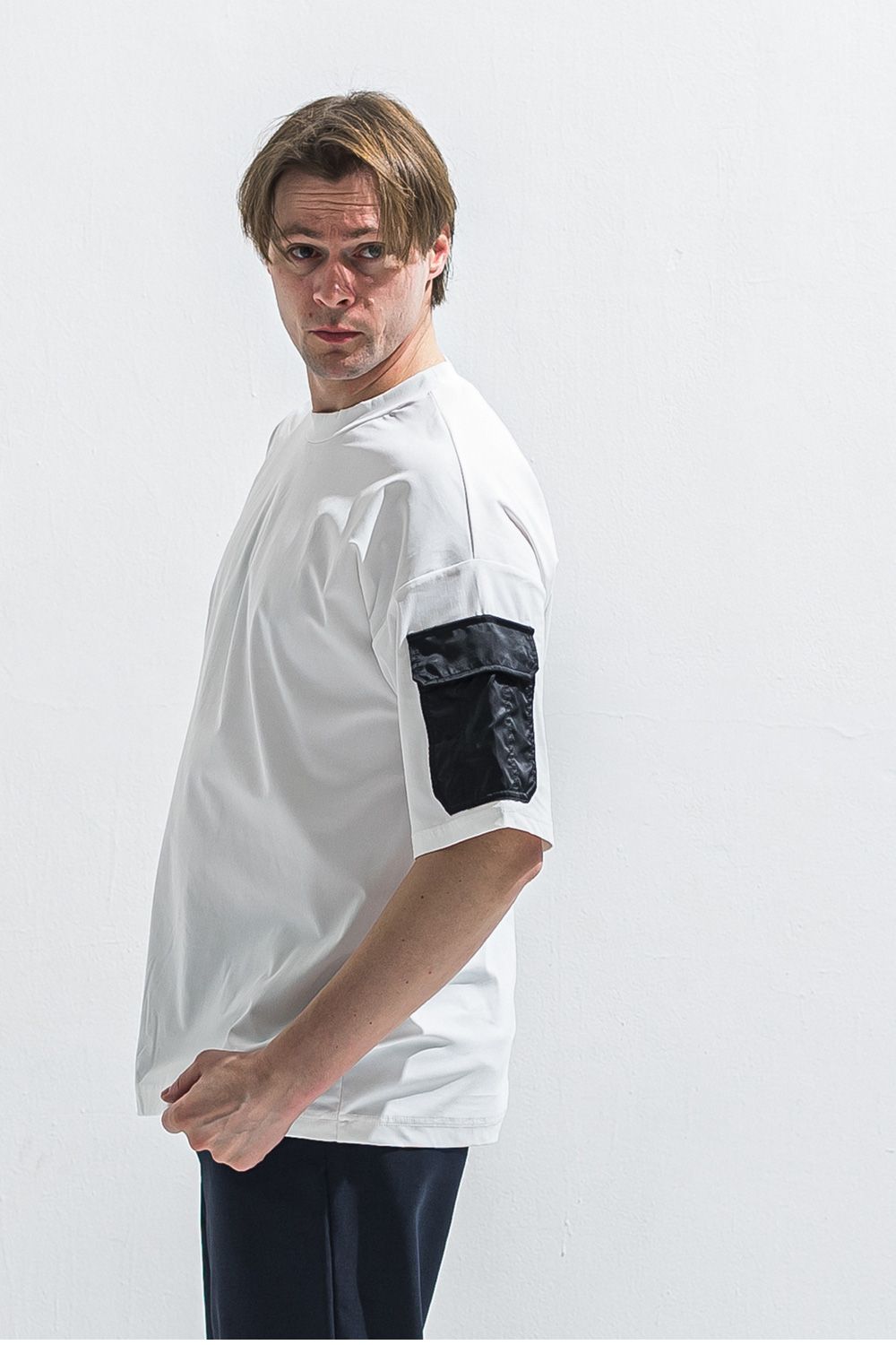 militaryPocket nylon OVER TEE / ミリタリーポケット ナイロン オーバーサイズ Tシャツ （ホワイト） (6月上旬入荷予定) ※オーダー締切:2月15日(日)18時