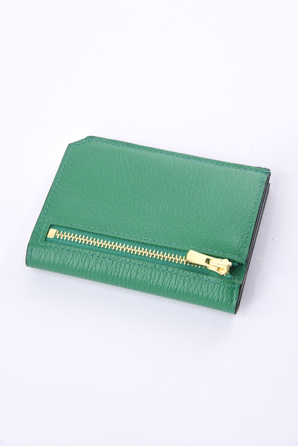 【残り1点】 CARD WALLET / LA501GT ゴートレザー 二つ折りスマートカードウォレット パイン / オ二ーチェ