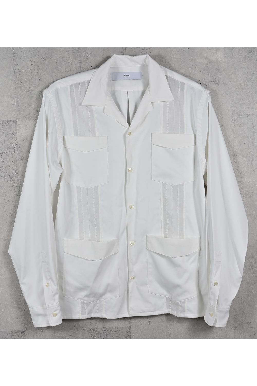 GUAYABERA SHIRTS / リラックスシルエット ストライプ柄 キューバシャツ (ホワイト) (3月中旬入荷予定) ※オーダー締切12/13(土)17:00