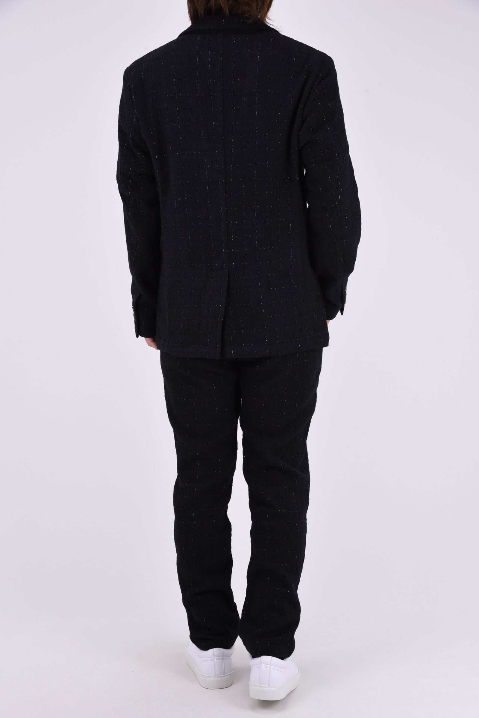 【26AW】【セットアップ】 LAME SQUARE JACQUARD JACKET & SLACKS / ファンシーツイード テーラードシングルジャケット&イージースラックス (ブラック)