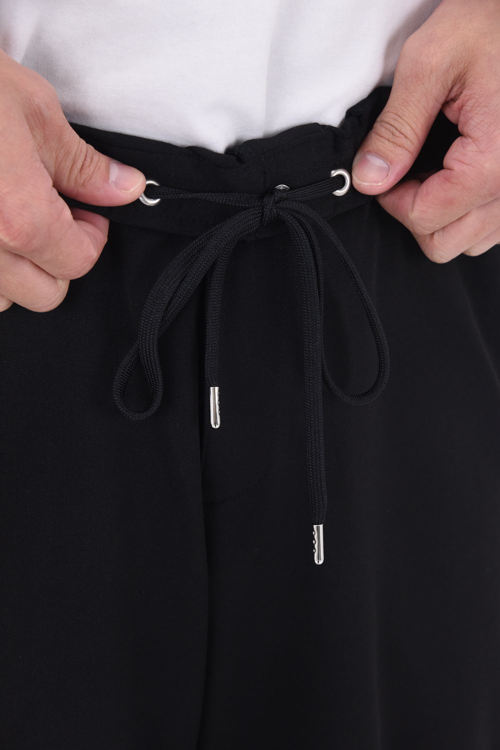 PAT WIDE EASY PANTS / ワイドテーパード イージースラックス (ブラック)