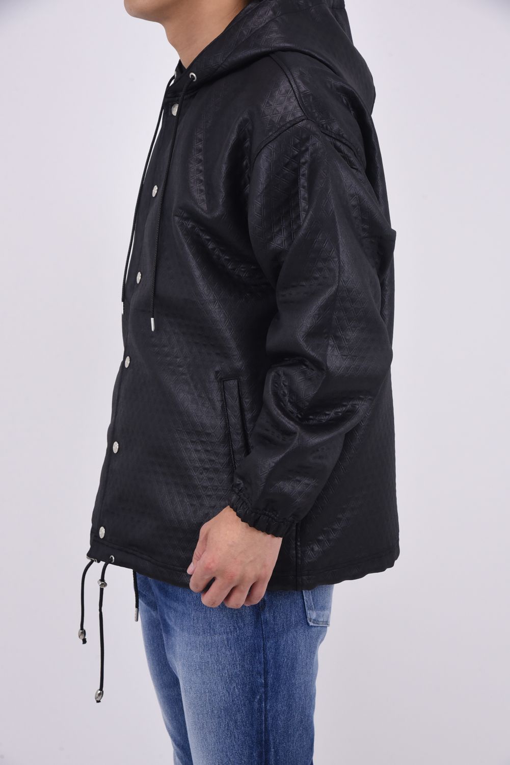 quilting coach hoodie / キルティング コーチジャケットパーカー ブラック