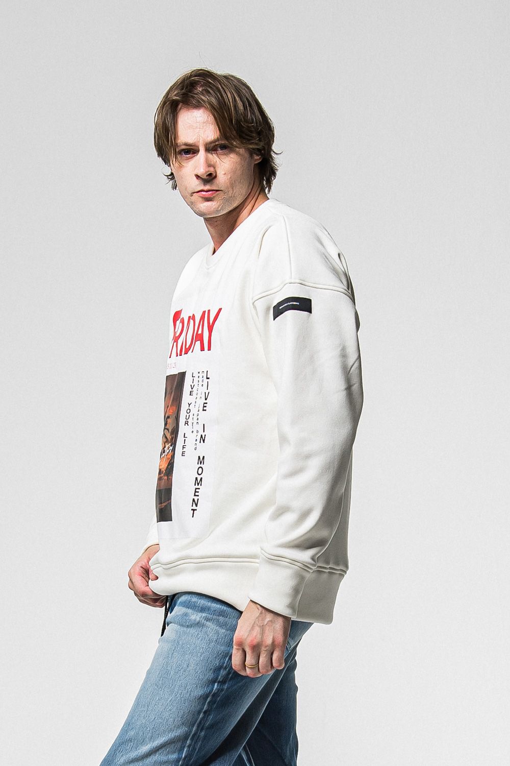 FRAIDAY OLD COVER VELOURS FLEECE TRAINER / 裏ベロアフリース カバーデザイン ロングスリーブ トレーナー (ホワイト) (11月上旬入荷予定) ※オーダー締切：9月1日(月)18:00