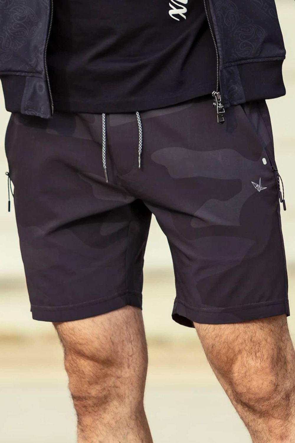 CAMO/PAISLEY LIGHT SHORTS / カモフラ柄 ライトショートパンツ ブラック