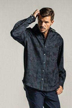 JERSEY JACK SHIRTS / 裏起毛 カモフラージュ ジャックシャツ ブラック