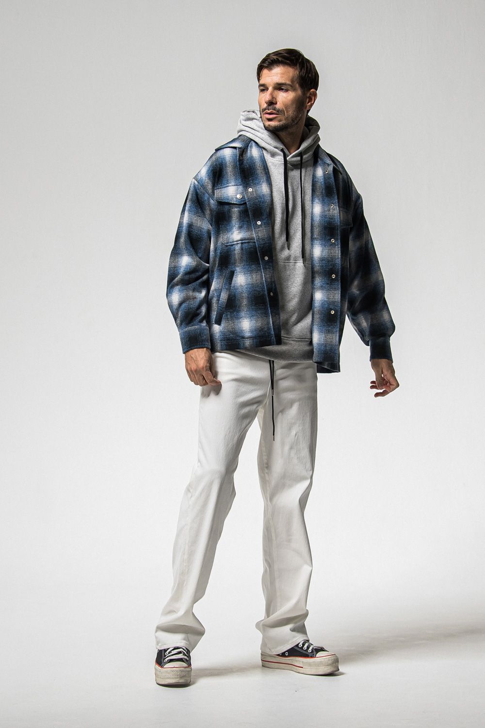 FLANNEL CHECK JK / フランネル チェック ジャケット (ブルー) (10月中旬入荷予定) ※オーダー締切：9月1日(月)18:00