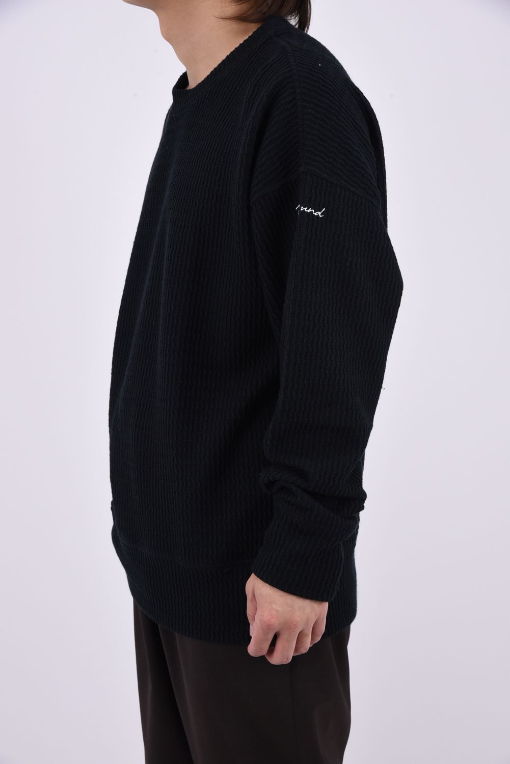 knt l loose trainer / ニット ルーズ トレーナー (ブラック)