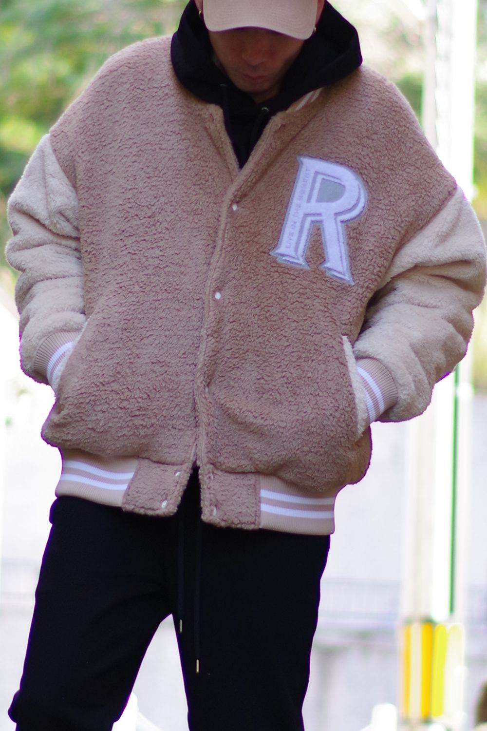 RESOUND CLOTHING - BOA OVER VARSITY JACKET / ボア ドロップ