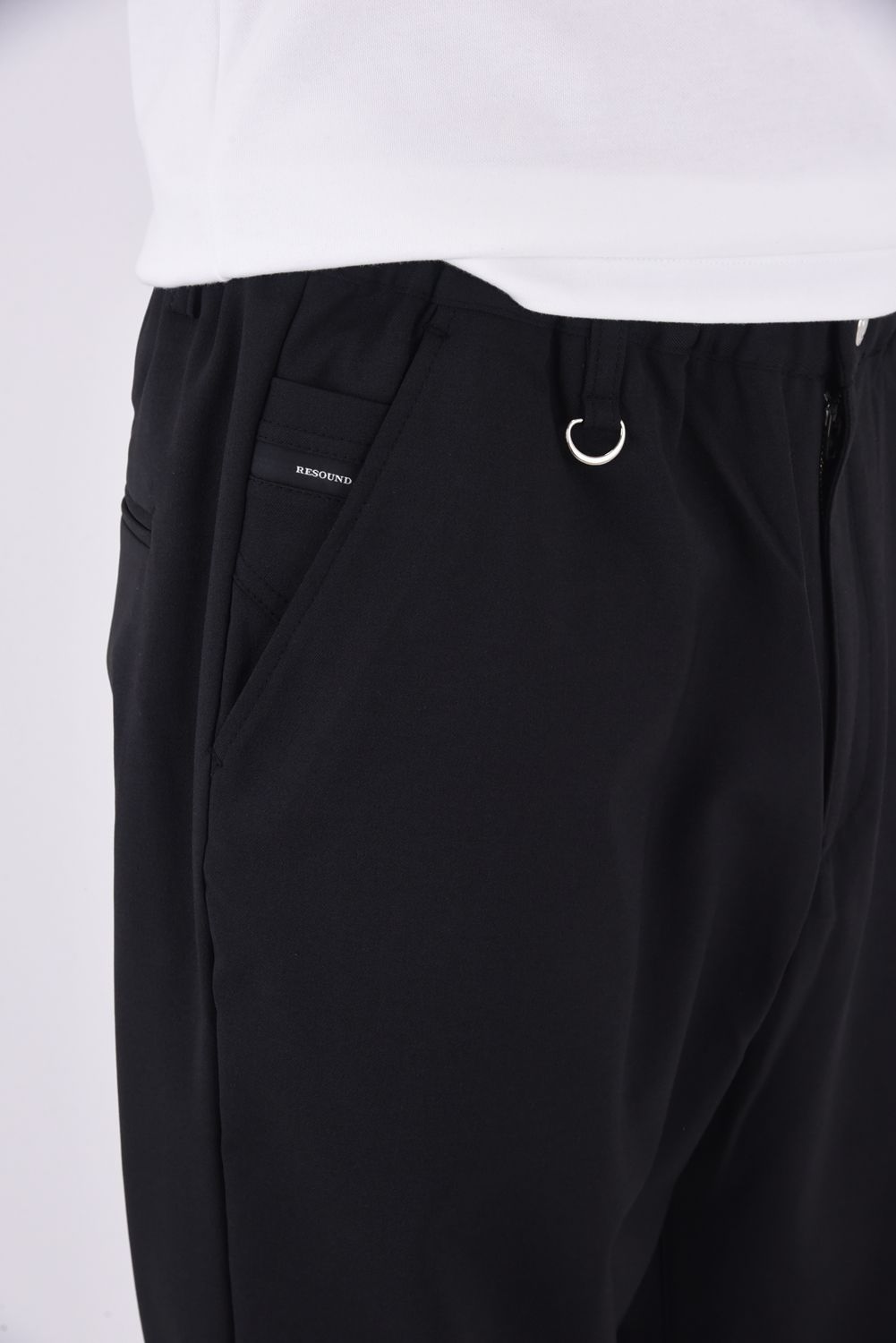 PAT WIDE EASY PANTS / ワイドテーパード イージースラックス (ブラック )