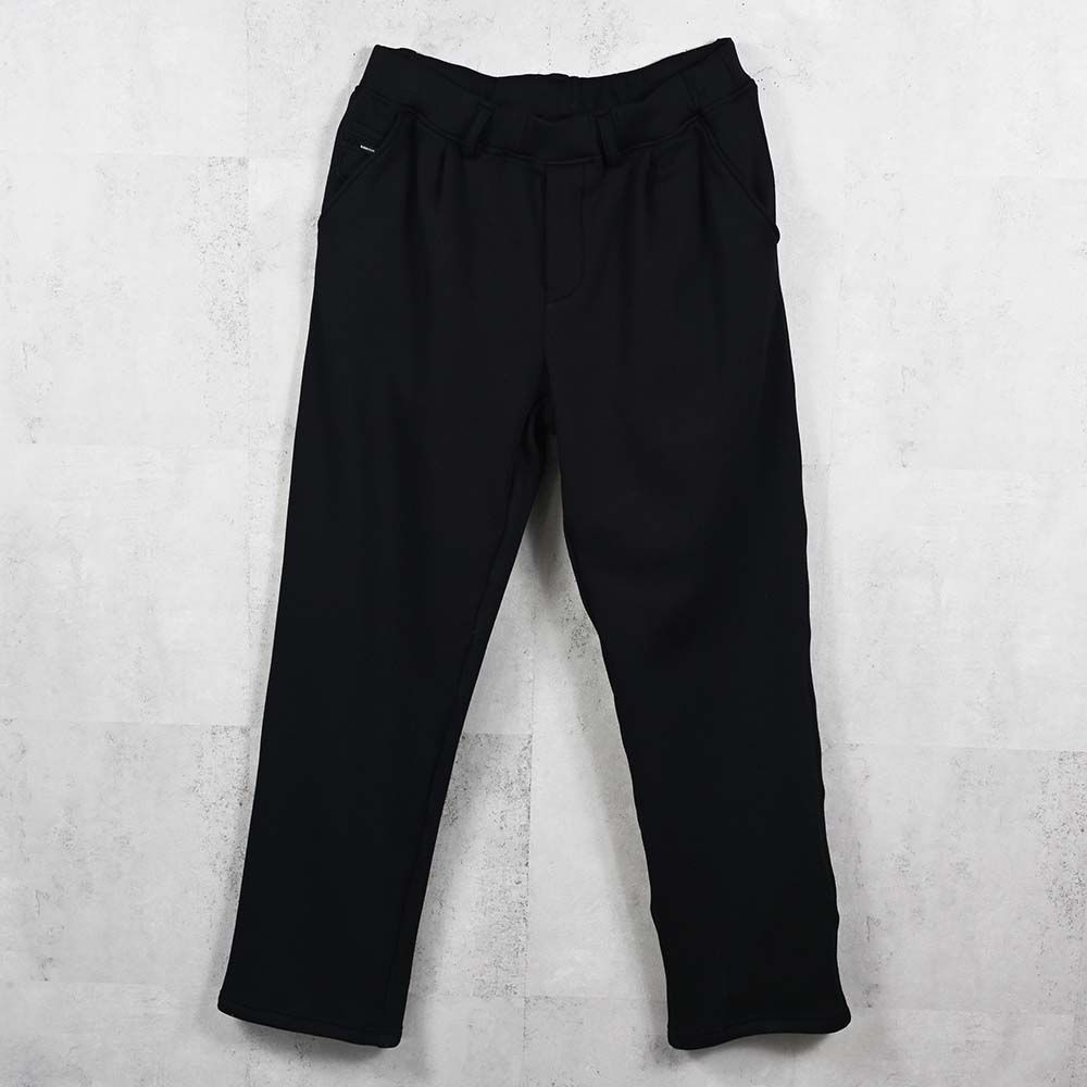 VELOURS FLEECE WIDE TUCK PANTS / 裏起毛 ベロアフリース セミワイド ワンタック イージーパンツ (ブラック) (11月中旬入荷予定) ※オーダー締切:9月7日(月)17時