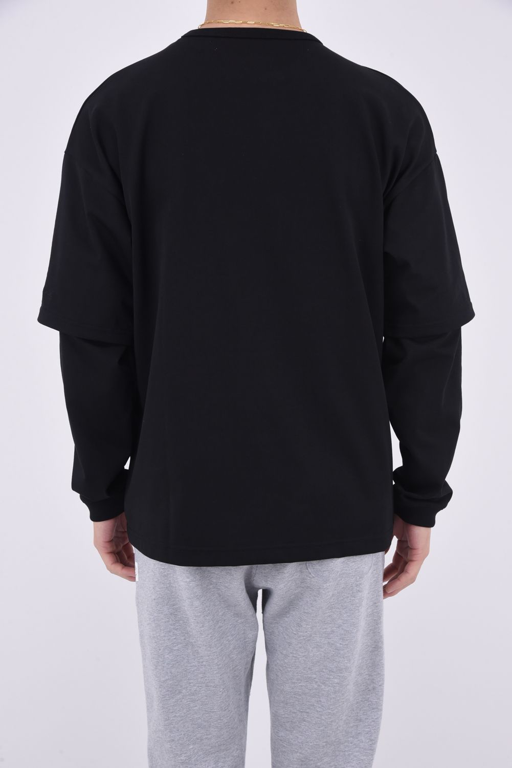 【gossip別注】 FAKE LAYERED LONGSLEAVE / ロングスリーブフェイクレイヤードTシャツ ブラック