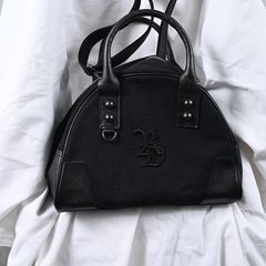 【decadeコラボ】 DENIM MINI BOSTON BAG / デニム&レザーコンビ ミニボストンバッグ (ブラック） (8月末入荷予定) ※オーダー締切:5月23日(土)17時
