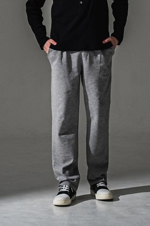 CHRIS EASY WIDE TUCK PANTS / ブリスターニット ワンタック イージーパンツ (グレー)