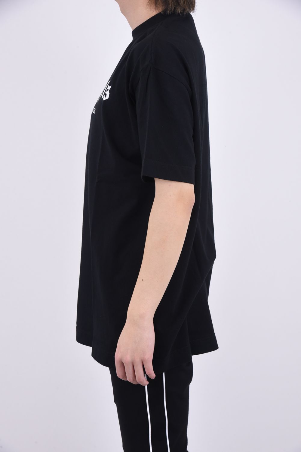 LA SPRAYED LOGO T-SHIRT / ロゴプリント スプレー クルーネックTシャツ ブラック - XS