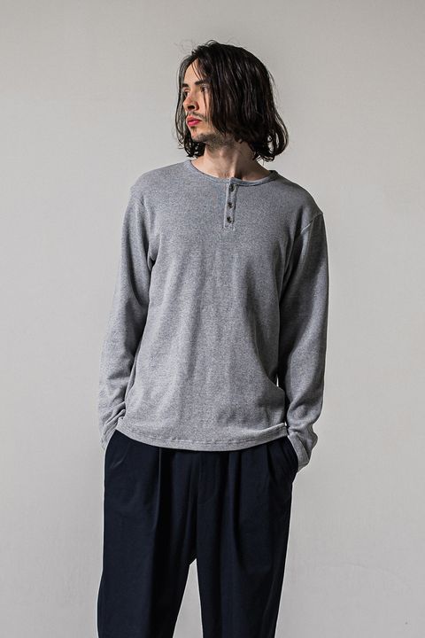 【26SS 39th】 WAFFLE HENRY TEE / ワッフル ヘンリーTシャツ (グレー)