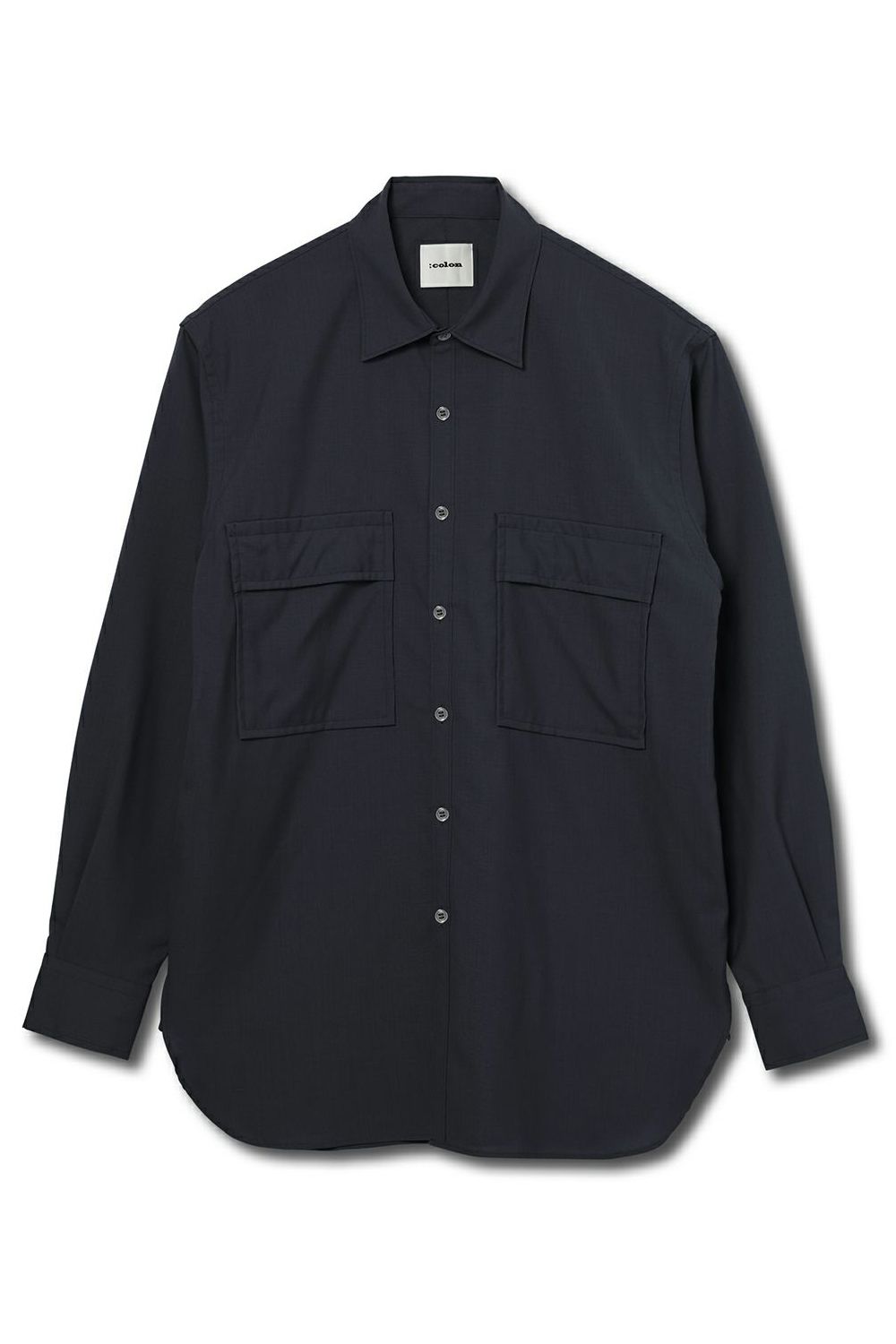 W POCKET SHIRT WOOL TROPICAL / ウォッシャブルウール ダブルポケットシャツ ネイビー