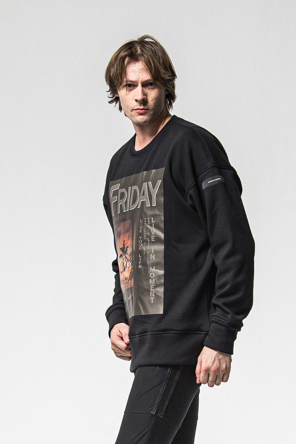 FRAIDAY OLD COVER VELOURS FLEECE TRAINER / 裏ベロアフリース カバーデザイン ロングスリーブ トレーナー (ブラック) (11月上旬入荷予定) ※オーダー締切：9月1日(月)18:00