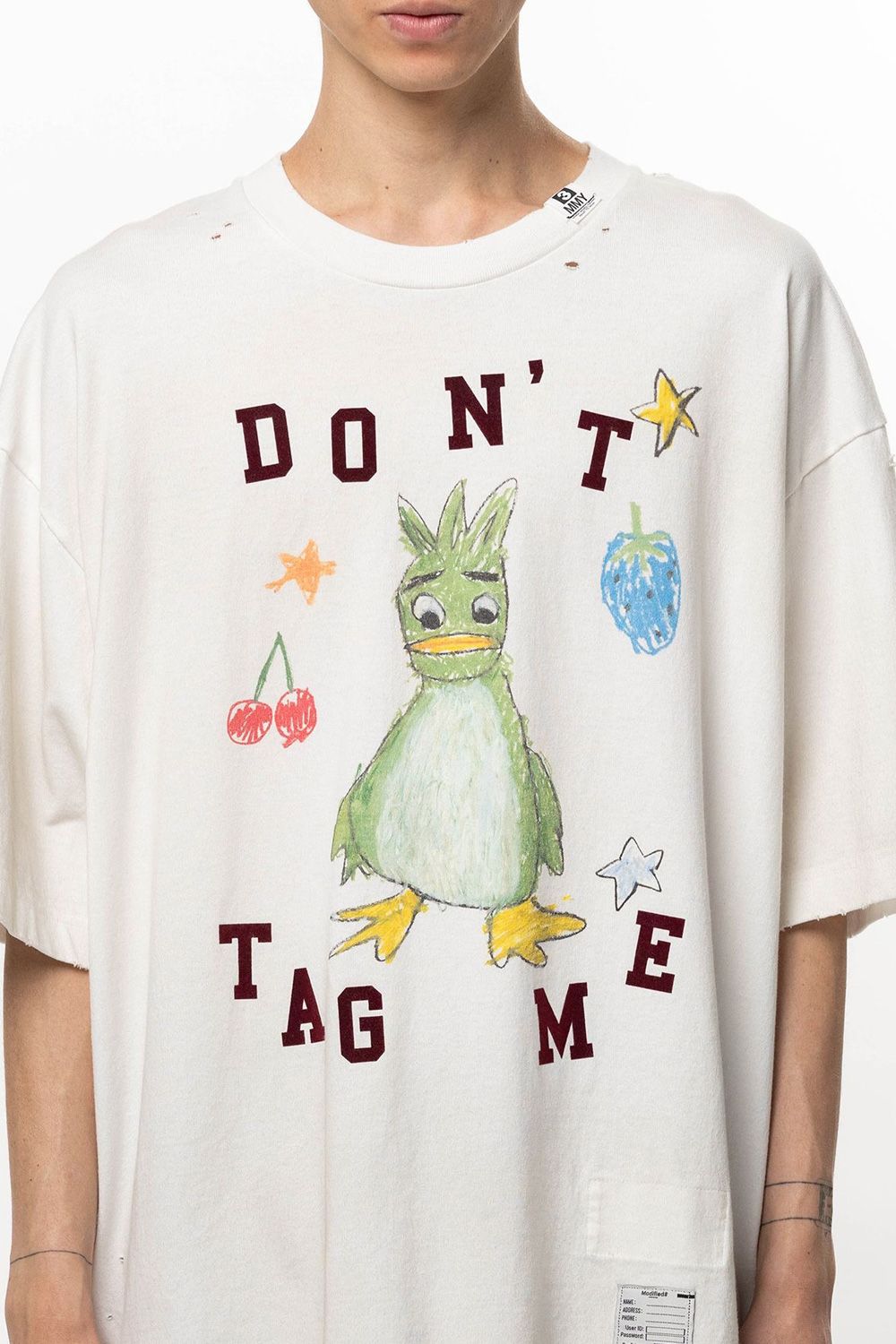 KIDS DOODLE T-shirt / キャラクタープリント 刺繍ワッペン Tシャツ (ホワイト)