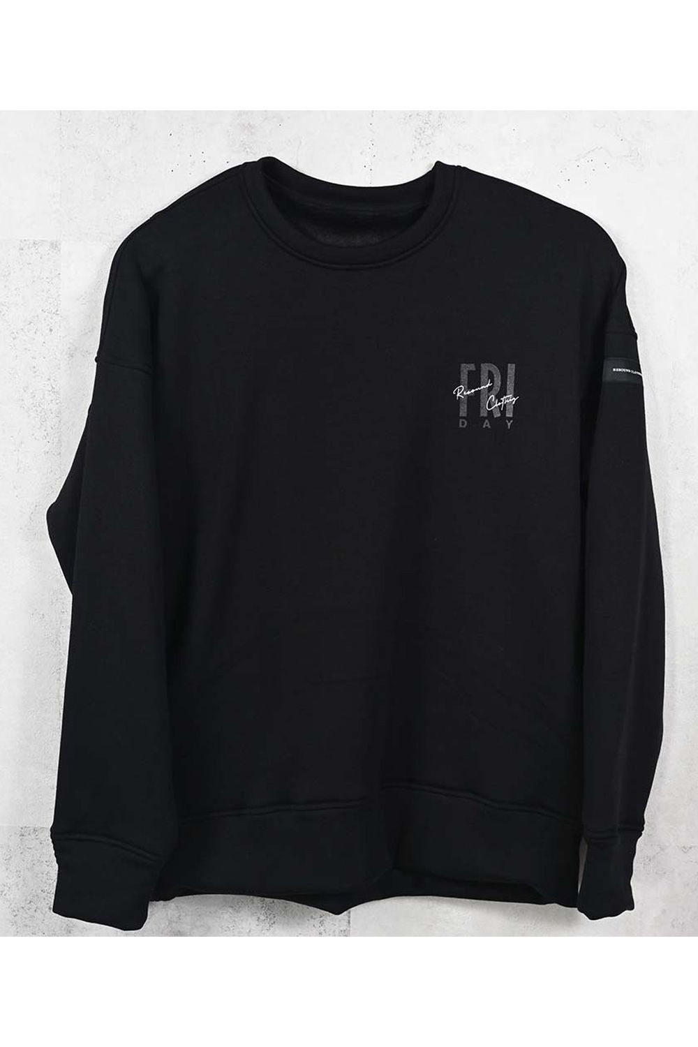 FRAIDAY STANDARD LOGO VELOURS FLEECE TRAINER / 裏ベロアフリース ロゴ ロングスリーブ トレーナー (ブラック) (11月上旬入荷予定) ※オーダー締切：9月1日(月)18:00