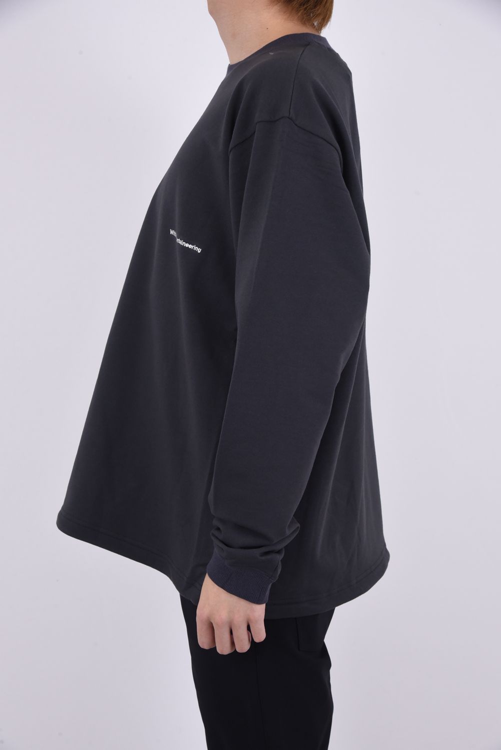 HEM DRAW CORD CREWNECK SWEAT SHIRT / アレンジヘムコード ライト裏毛 スウェットプルオーバー ブラック