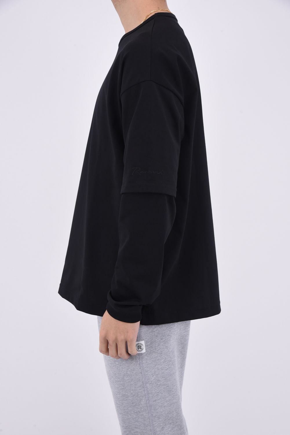 【gossip別注】 FAKE LAYERED LONGSLEAVE / ロングスリーブフェイクレイヤードTシャツ ブラック
