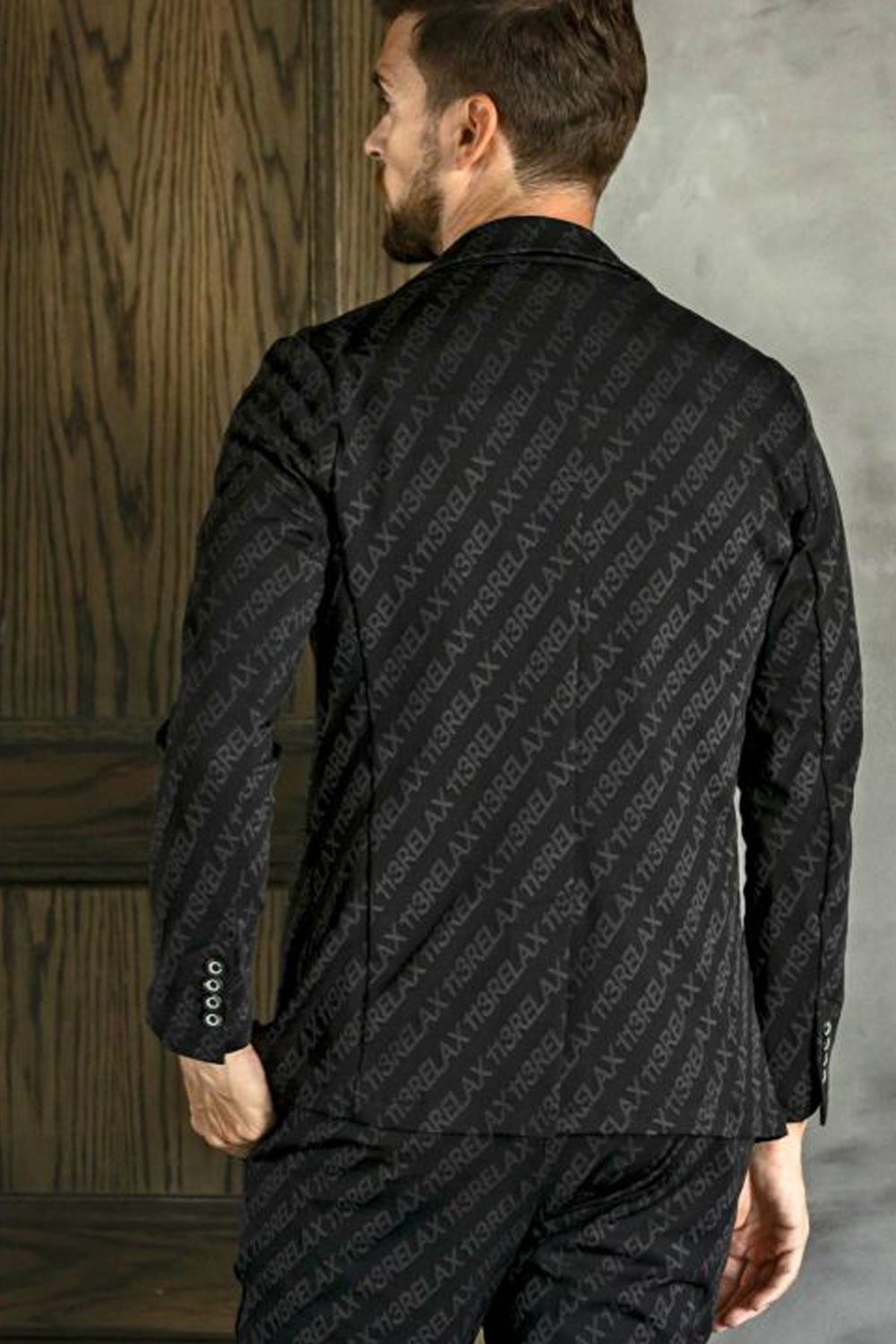 1PIU JACQUARD JACKET / 総柄ロゴ ジャガード ジャケット ブラック