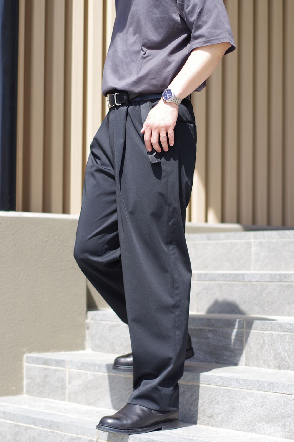 colon - 1OUT-PLEATS PANTS - STRETCH JERSEY / ポリエステル