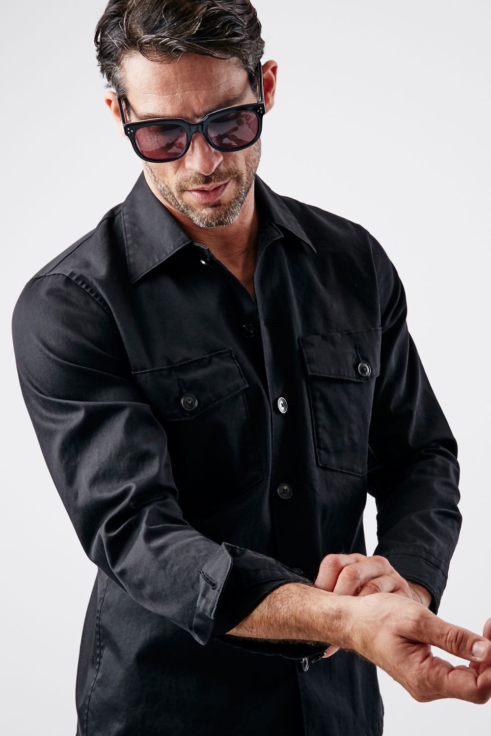 【BLACK MILITARY Vol.11】 UTILITY L/S SHIRTS-BLACK (8月末頃入荷予定 )※オーダー締切7/28(水)11:59迄