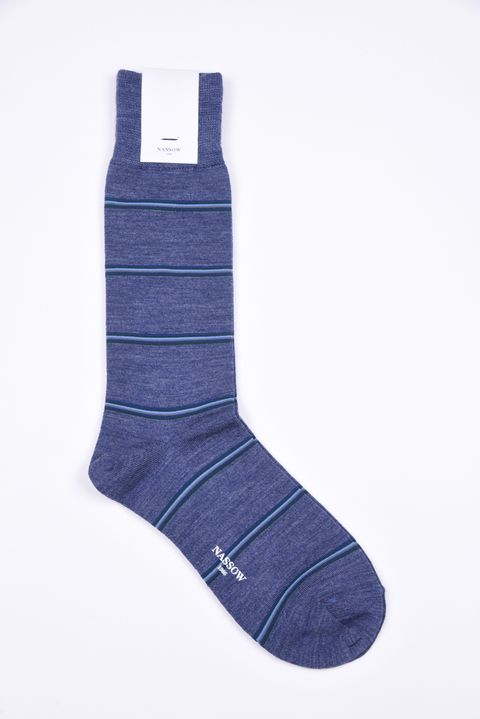 BORDER RIB / 日本製 ウール リブソックス ブルー