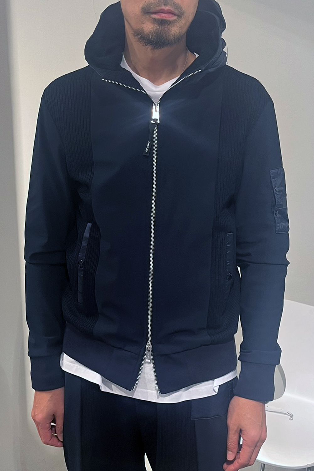【26AW】 JUAN / ハイブリッド ジップアップパーカー (ブルーネイビー) (9月入荷予定)