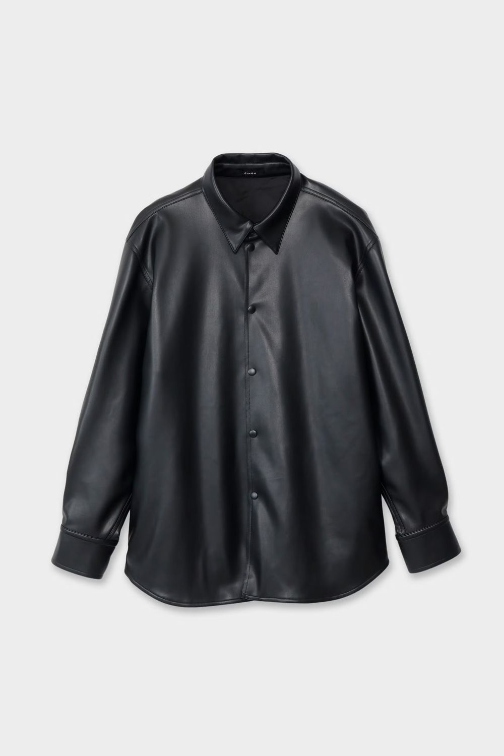 SYNTHETIC LEATHER SHIRT / シンセティック レザーシャツ (ブラック) (8月下旬~9月上旬）