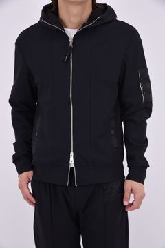 【26AW】 SIPHO / ブランドロゴ ハイブリッド ジップアップパーカー (ブラックカーボン)