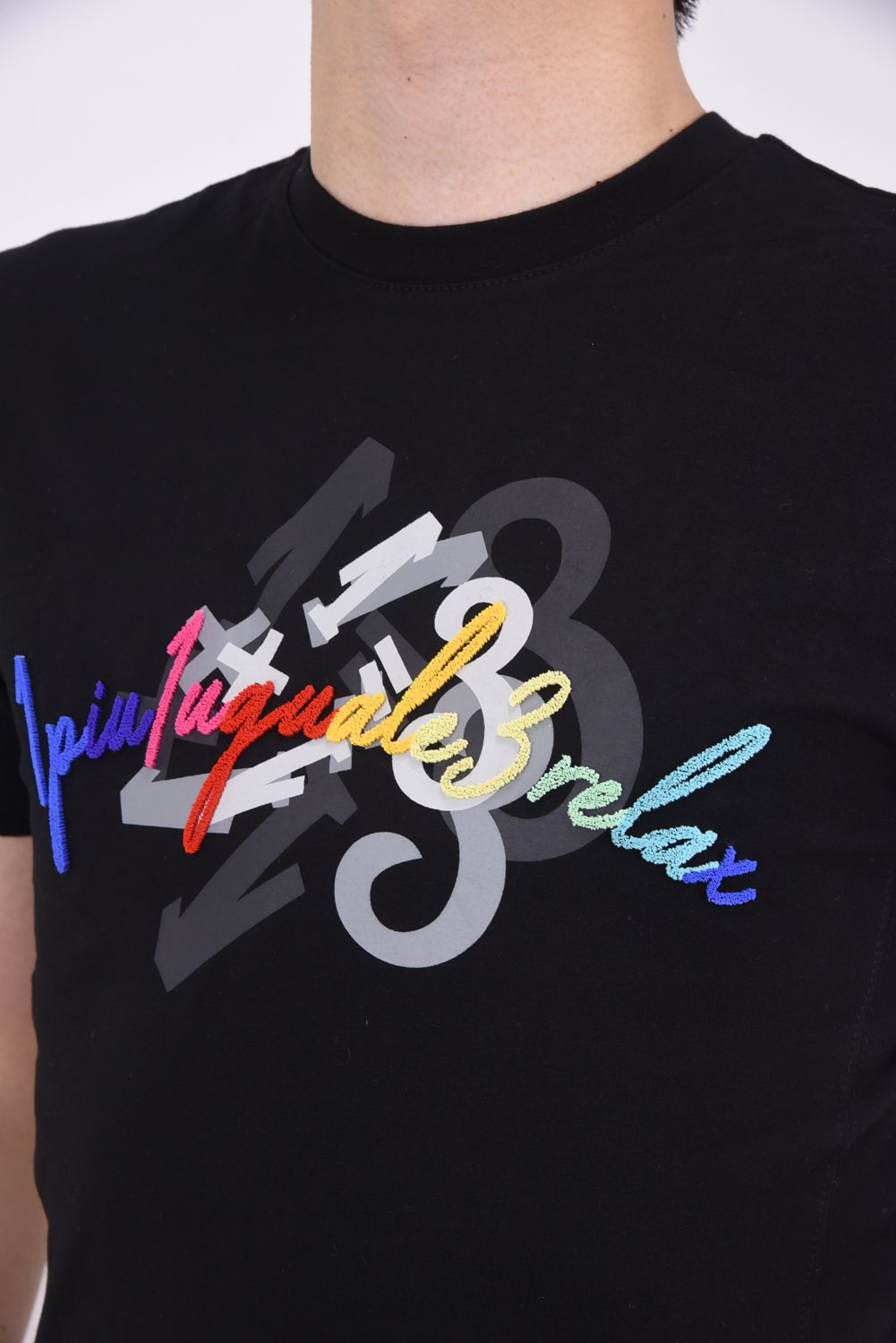 TOOTHBRUSH EMBROIDERY T-SHIRTS / 3D レインボーロゴ Tシャツ ブラック