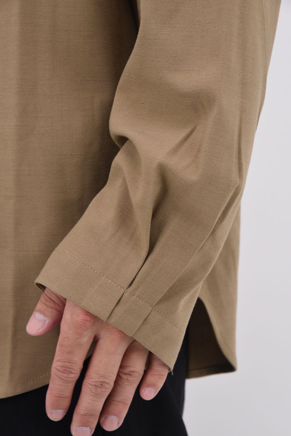 COLLARLESS SHIRT / カラーレス シャツ ブラウン