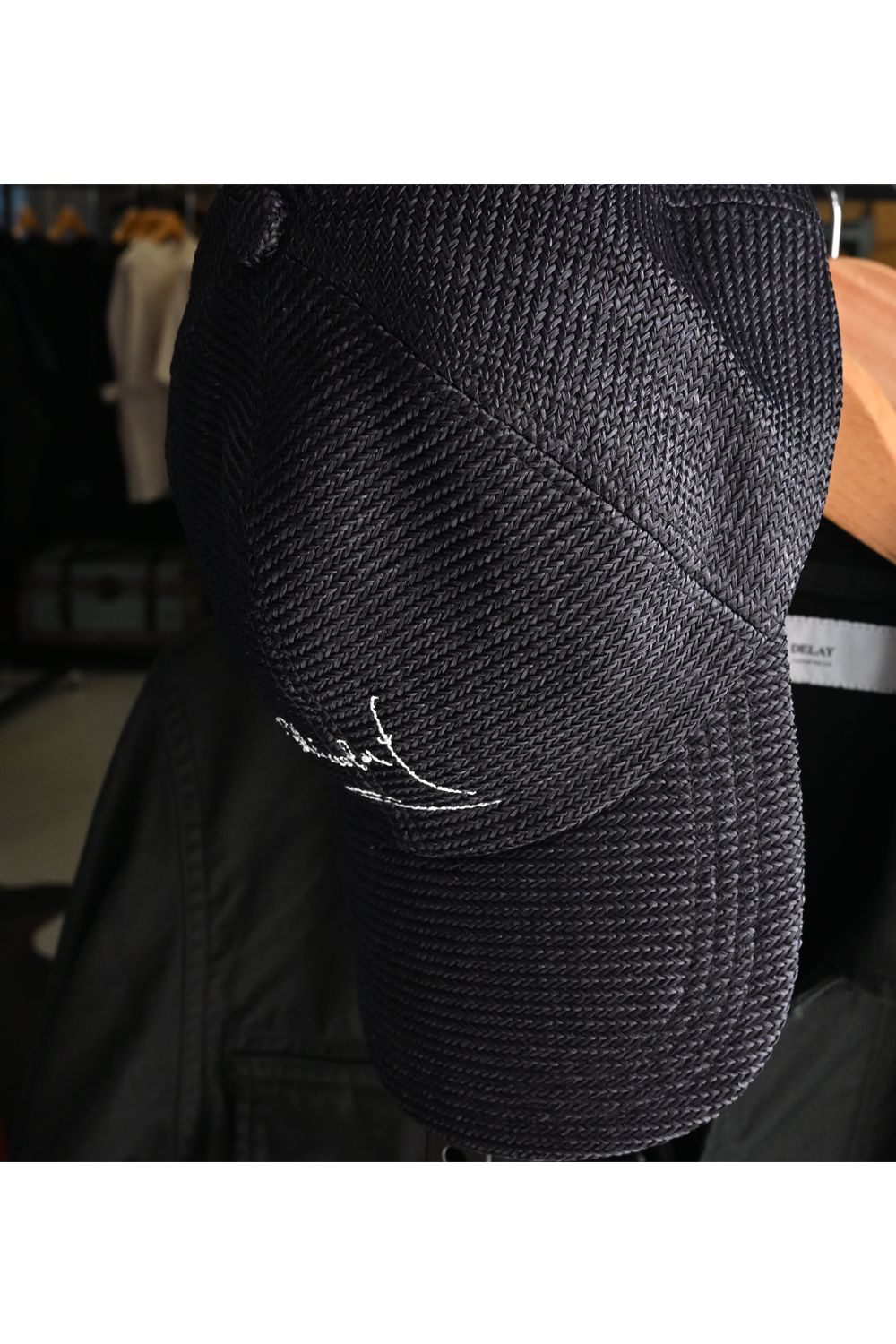 SIGN STRAW MESH CAP / サイン刺繍 ストローメッシュキャップ (ブラック) (3月上旬入荷予定) ※オーダー締切12/13(土)17:00