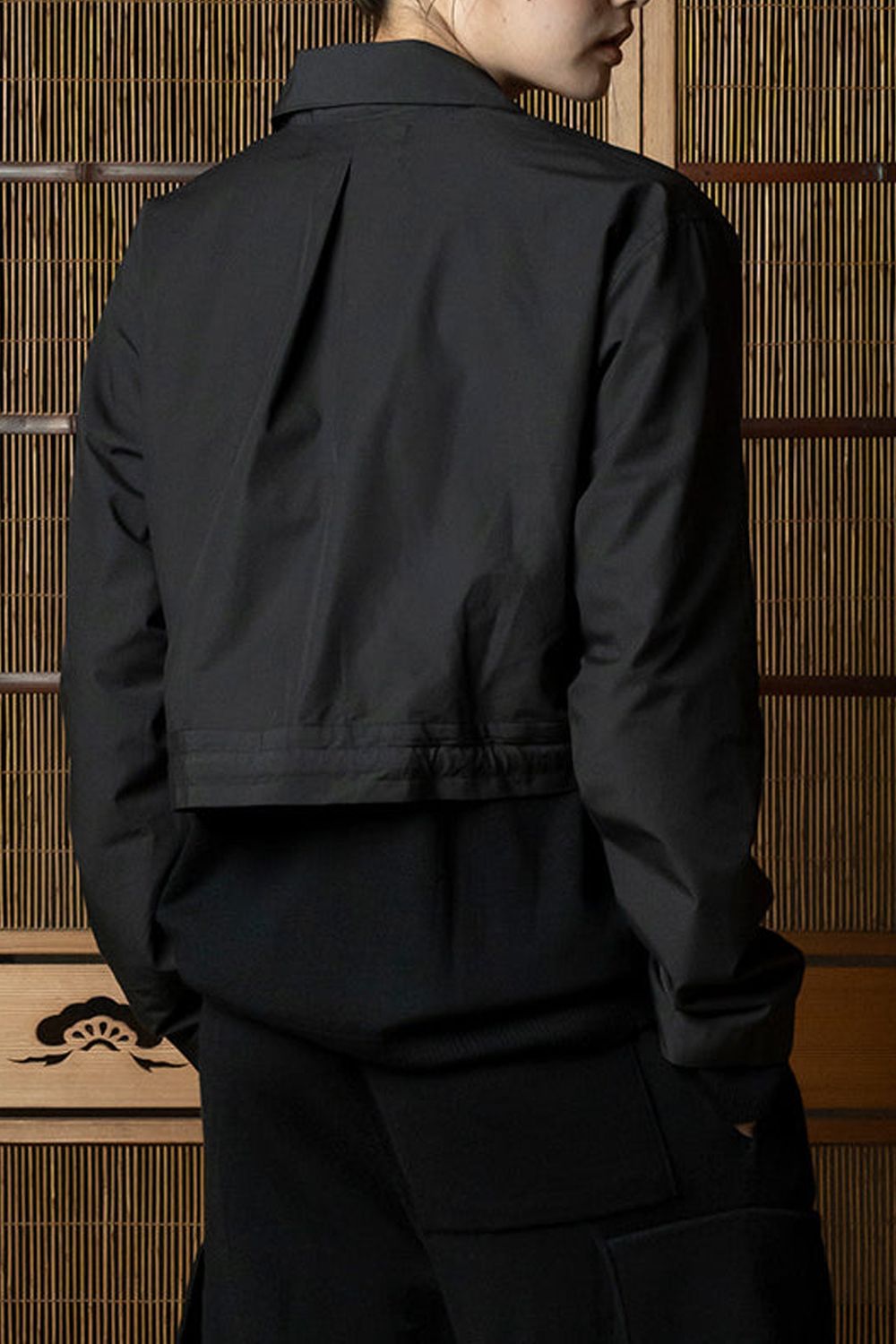 Cropped Silk Shirt / クロップド丈 シルクシャツ (ブラック)*
