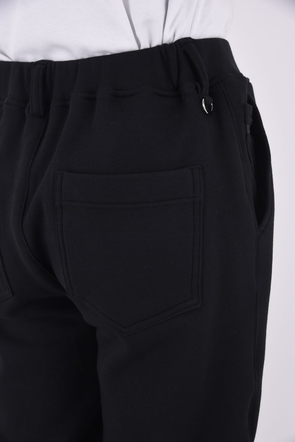 VELOURS FLEECE WIDE TUCK PANTS / 裏起毛 ベロアフリース セミワイド ワンタック イージーパンツ (ブラック)