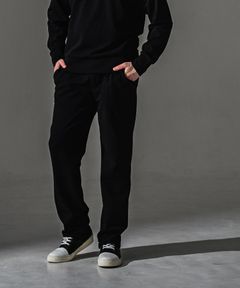 CHRIS EASY WIDE TUCK PANTS / ブリスターニット ワンタック イージーパンツ (ブラック)（7月下旬入荷予定）※オーダー締切:5月23日(土)17時