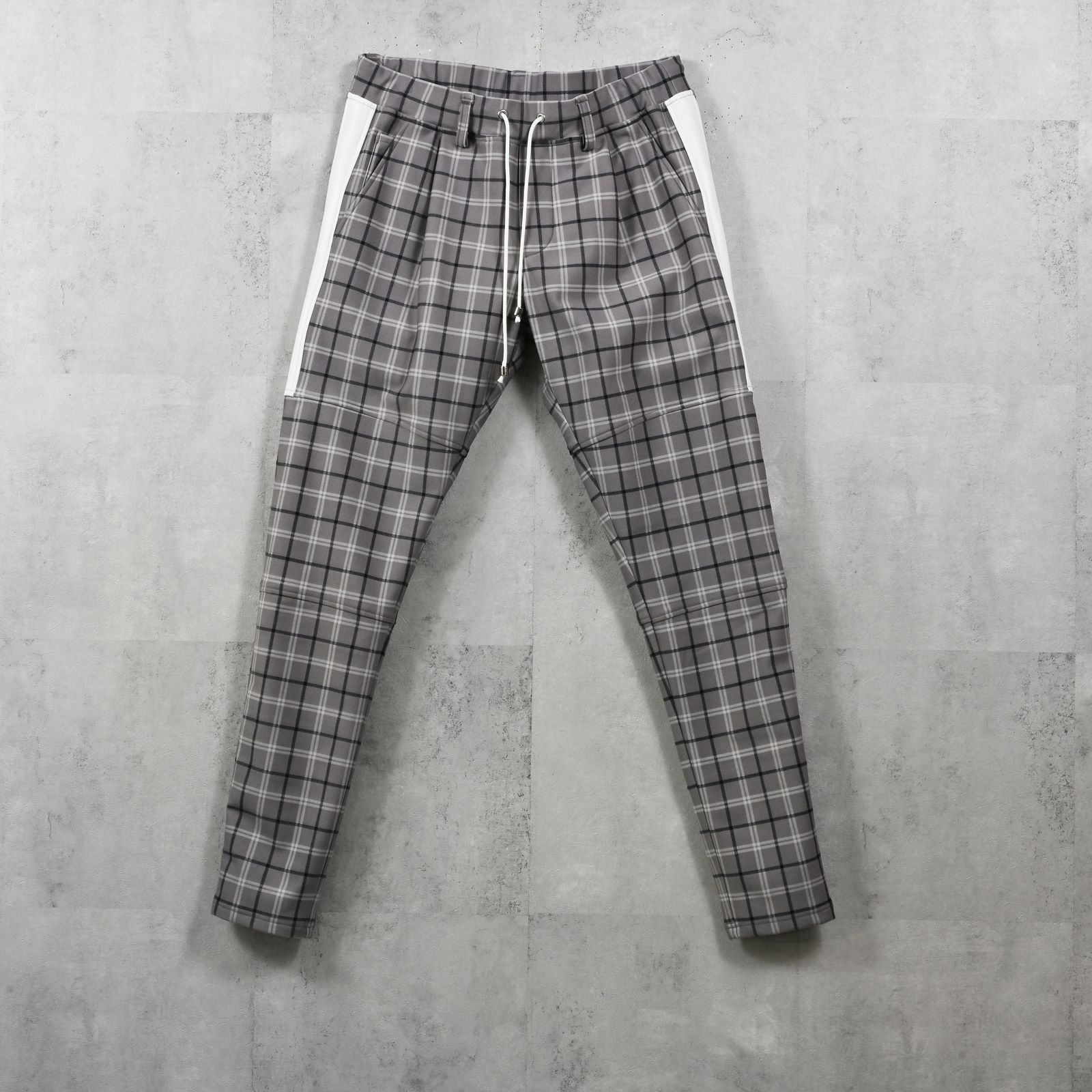 JT HEAT CHECK  PT / 裏起毛 ベロアフリース ワンタックラインパンツ (タータングレー) (11月中旬入荷予定) ※オーダー締切:9月7日(月)17時