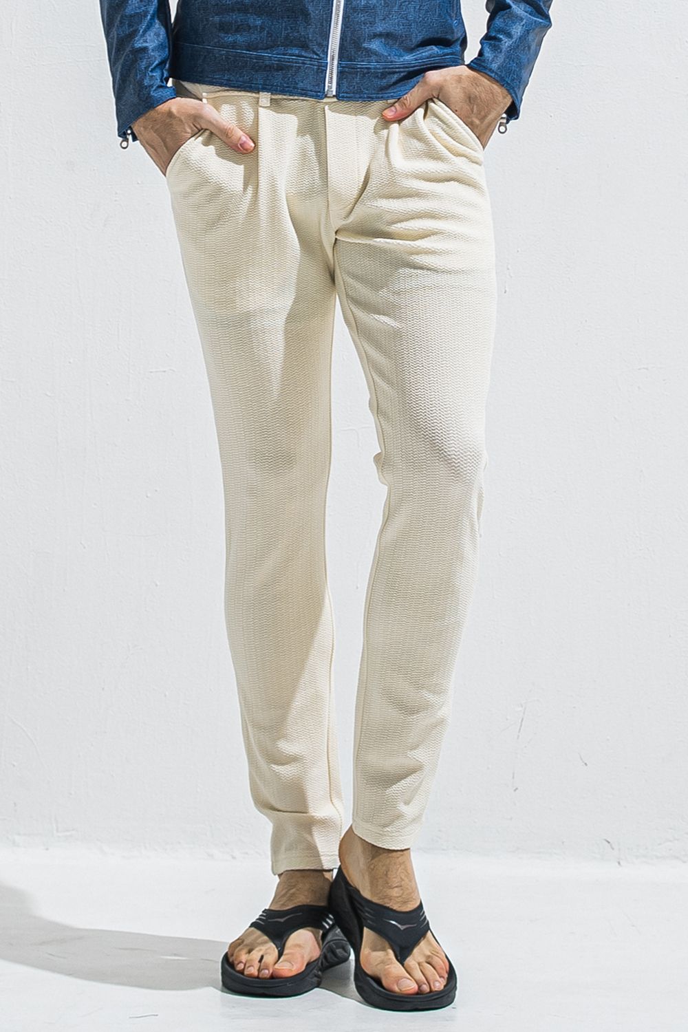 CHRIS EASY TUCK PANTS / ブリスターニット スラックスイージータックパンツ (オフホワイト) (4月中旬入荷予定) ※オーダー締切:2月15日(日)18時