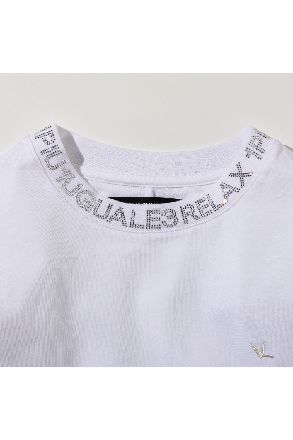 1PIU1UGUALE3 RELAX - 【25AW】 RHINESTONE COLLAR LONG T-SHIRT