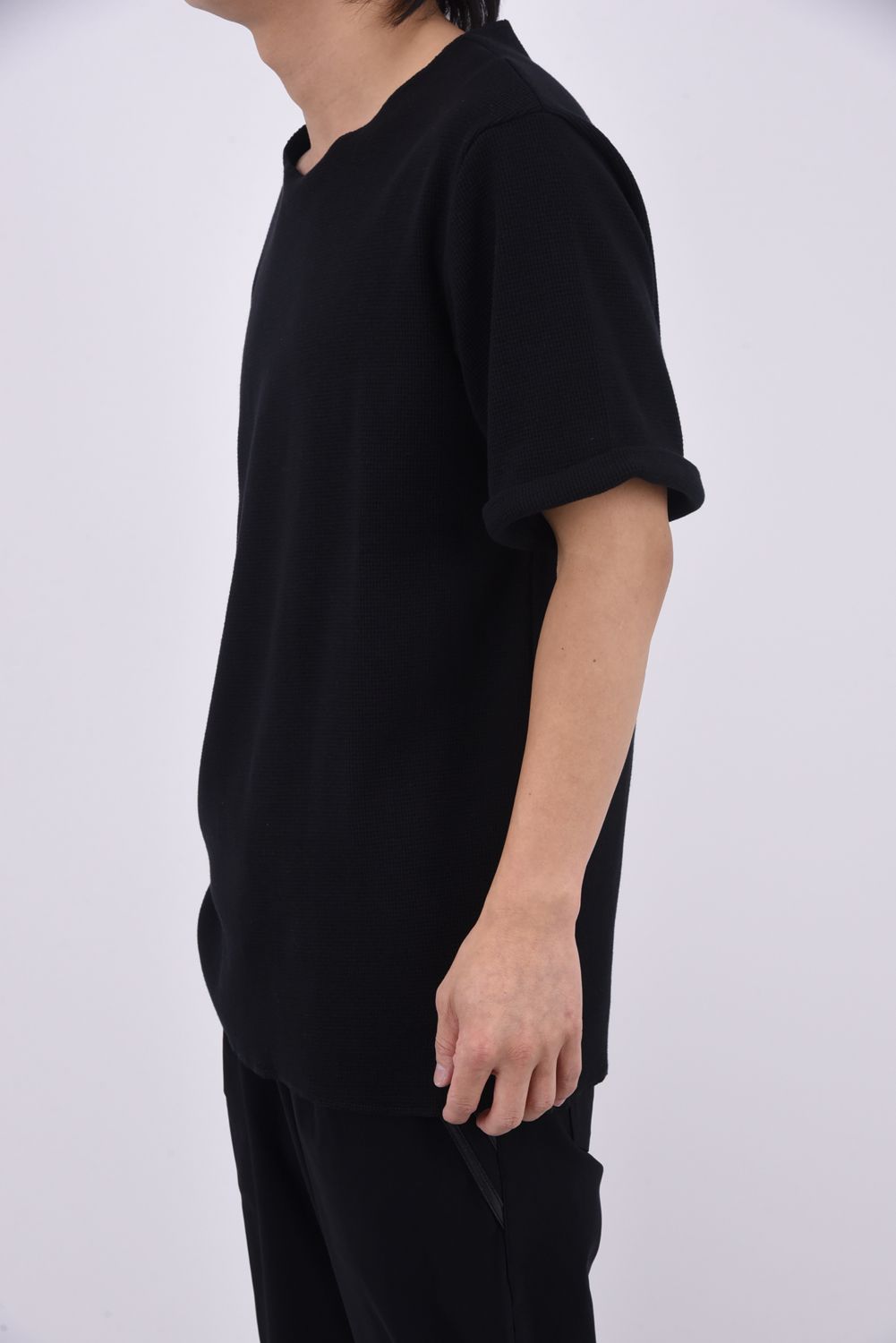 CUT OFF THERMAL TEE / カットオフ サーマル Tシャツ (ブラック)
