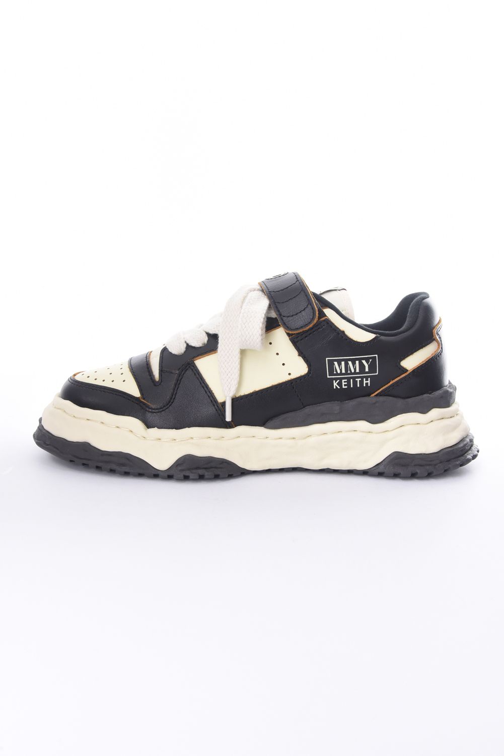 "KEITH" OG Sole Leather Low-Top sneaker / オリジナルソール レザー ローカットスニーカー （ブラック / ホワイト)