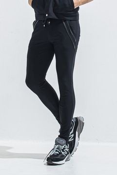 EDGE NYLON PT / 【定番】 ナイロンマイクロファイバー エコレザーライン スキニーイージーパンツ (ブラック/ブラック) (4月末入荷予定) ※オーダー締切:2月15日(日)18時