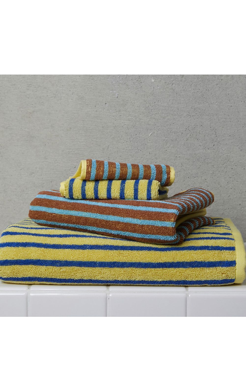 Stripe Bath Towel / シルク混  ストライプ バスタオル (ブラウン)